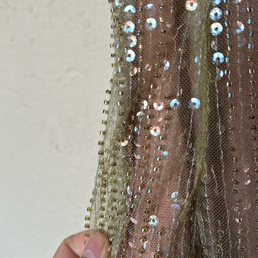 LIMITED EDITION House of CB 'Alondra' Cafe Au Lait Beaded Maxi Dress NWOT size L - Picture 10 of 16